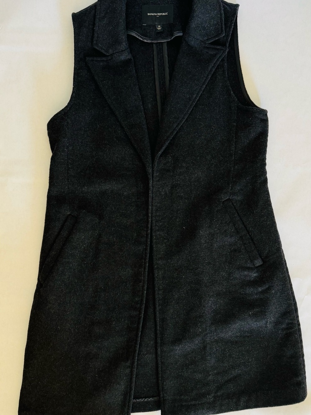 Banana Republic long blazer wool vest, dark gray